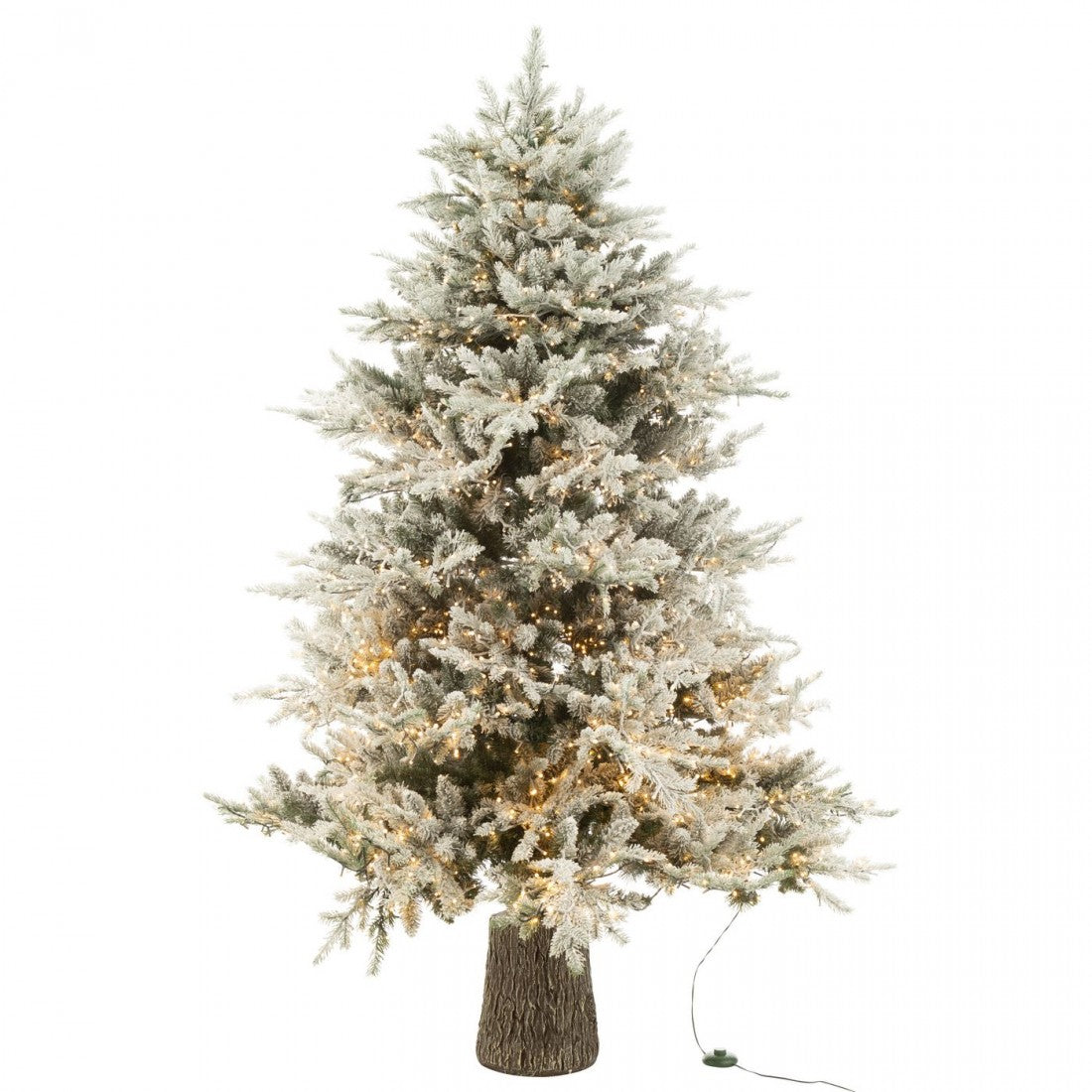 Sapin de Noël + Neige 3000 Lumières LED Plastique Blanc H210cm J-Line