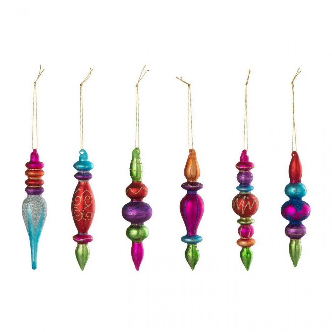 Boîte de 6 boules de Noël en verre multicolores J-Line