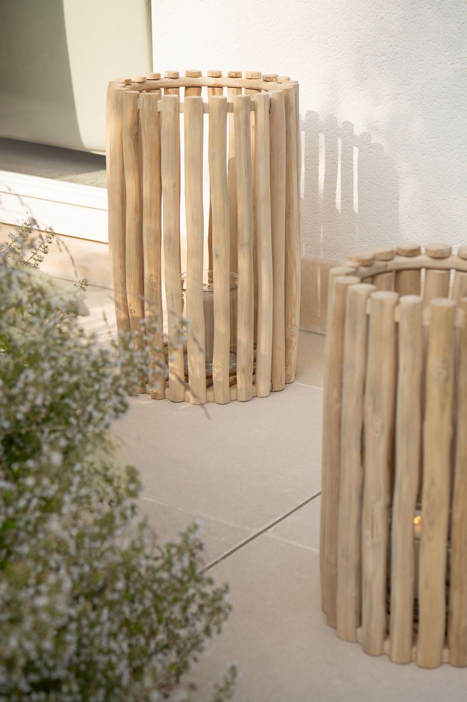 Lanterne en teck naturel, lot de 2 J-Line