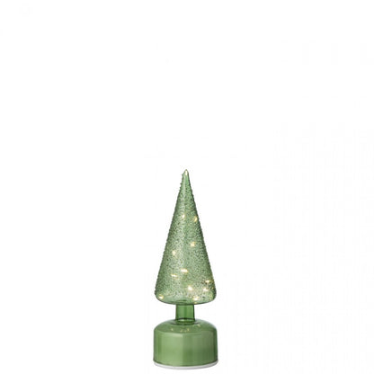 Sapin de Noël LED Tournant en Verre Vert Lot de 2 J-Line