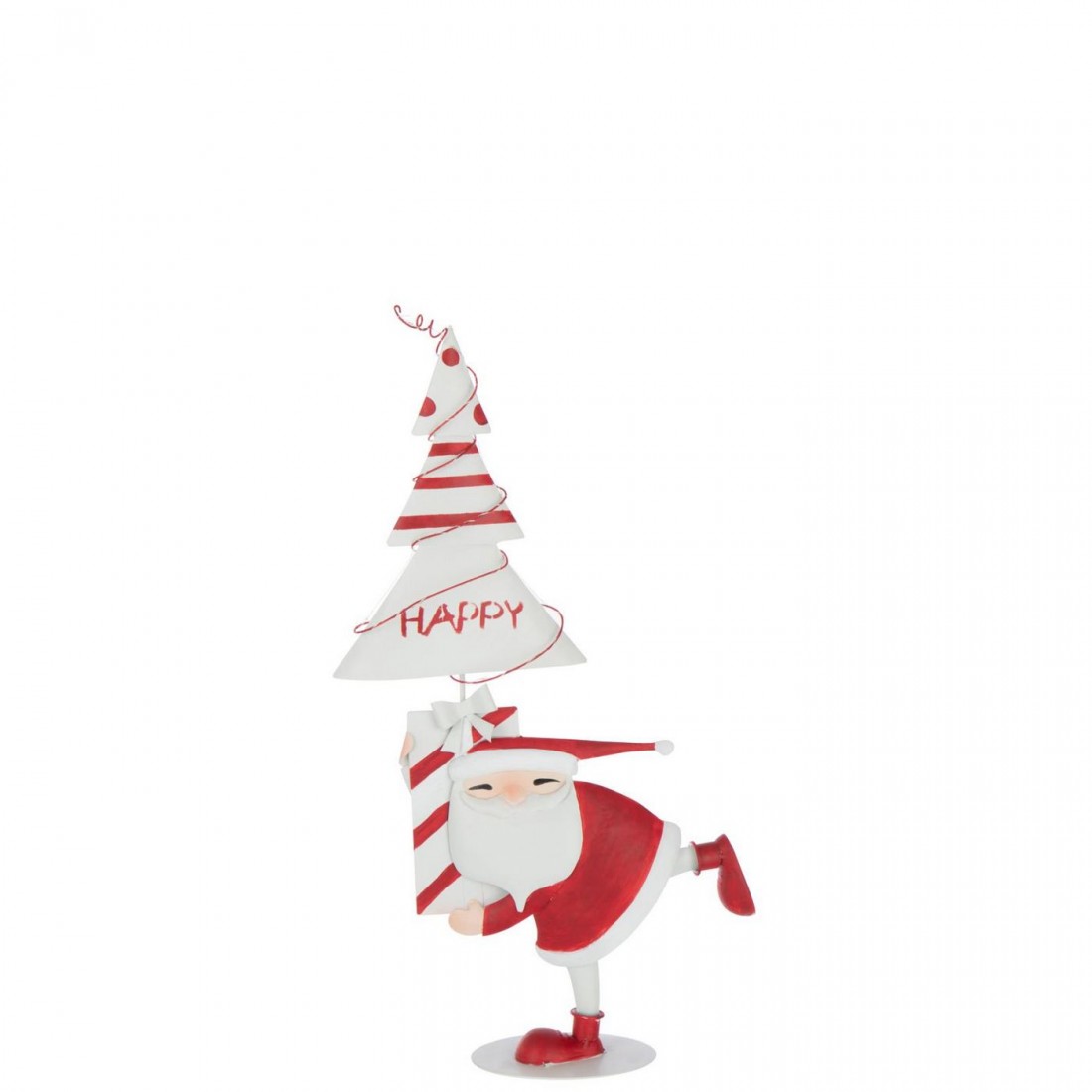 Sapin de Noël LED Père Noël en fer Rouge Noël/Blanc Petit H66cm J-Line