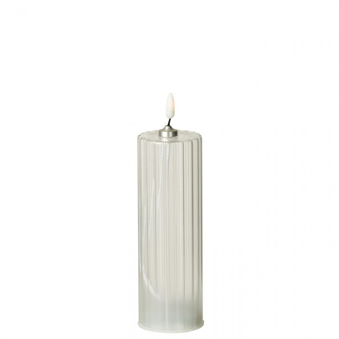 Bougie LED en verre transparent à rayures, lot de 3 J-Line