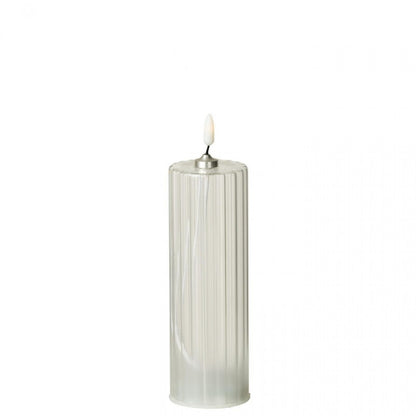 Bougie LED en verre transparent à rayures, lot de 3 J-Line