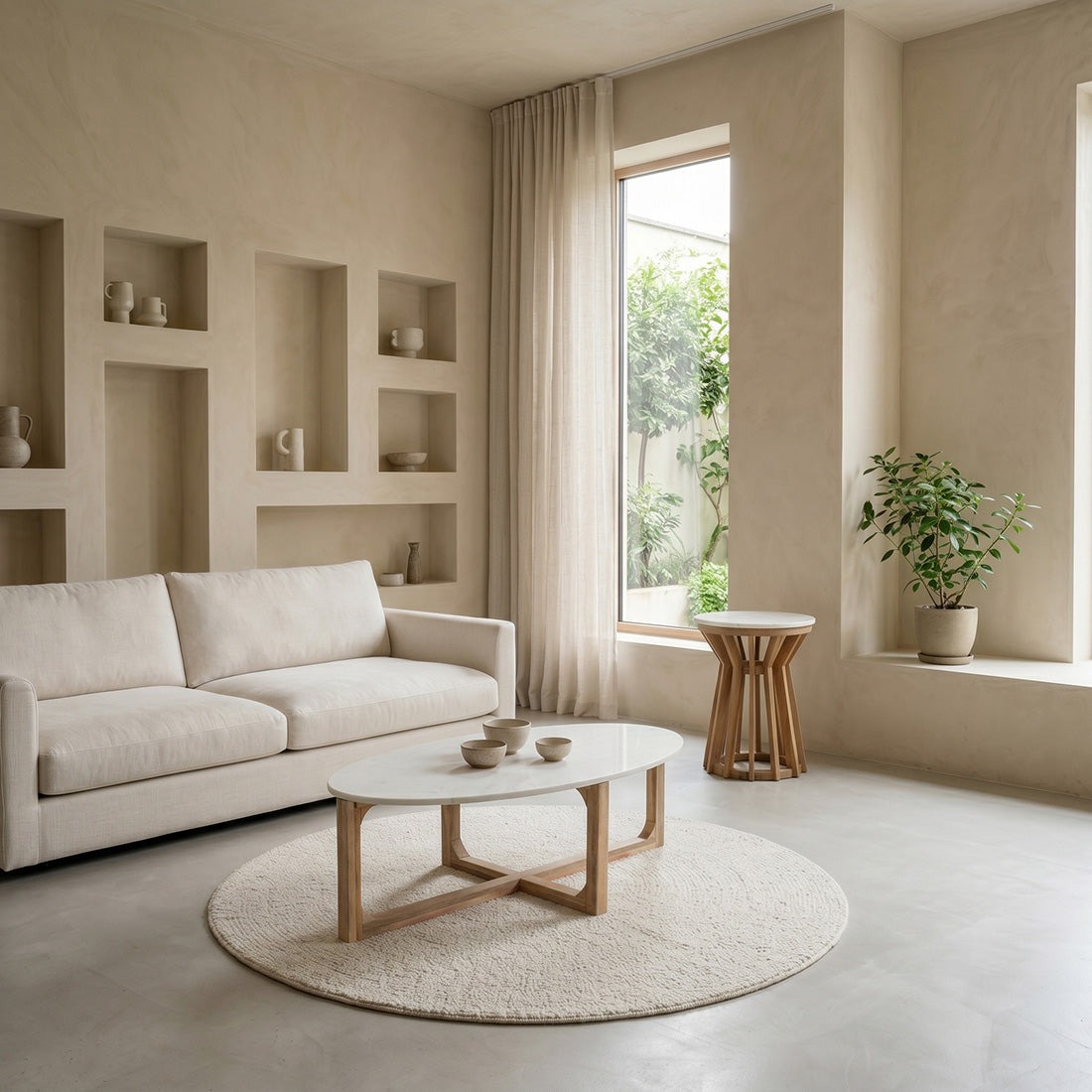 Table basse ovale en marbre blanc Raw Materials