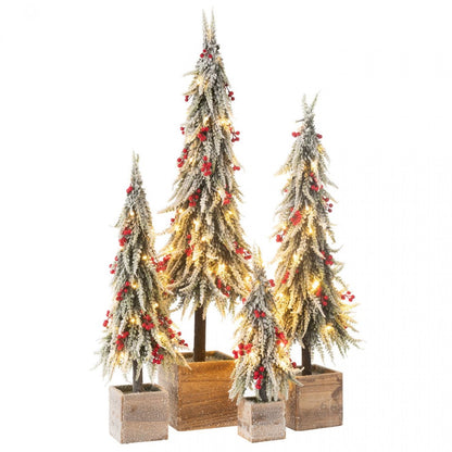 Sapin de Noël + Neige artificielle LED vert/rouge, grand modèle H75 cm J-Line