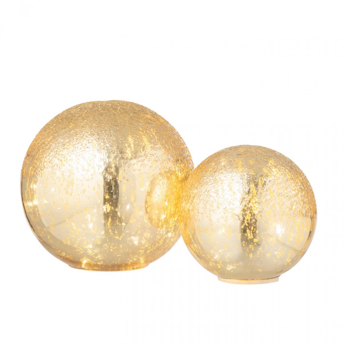 Sphère LED en verre craquelé doré, lot de 2 J-Line