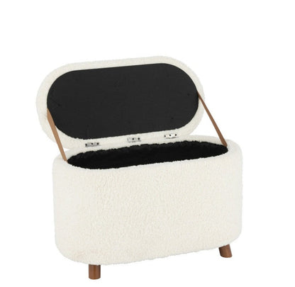 Pouf de rangement Teddy Polyester Blanc J-Line
