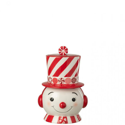 Déstockage Bonhomme de neige décoratif + Chapeau Dolomite Rouge de Noël/Blanc J-Line