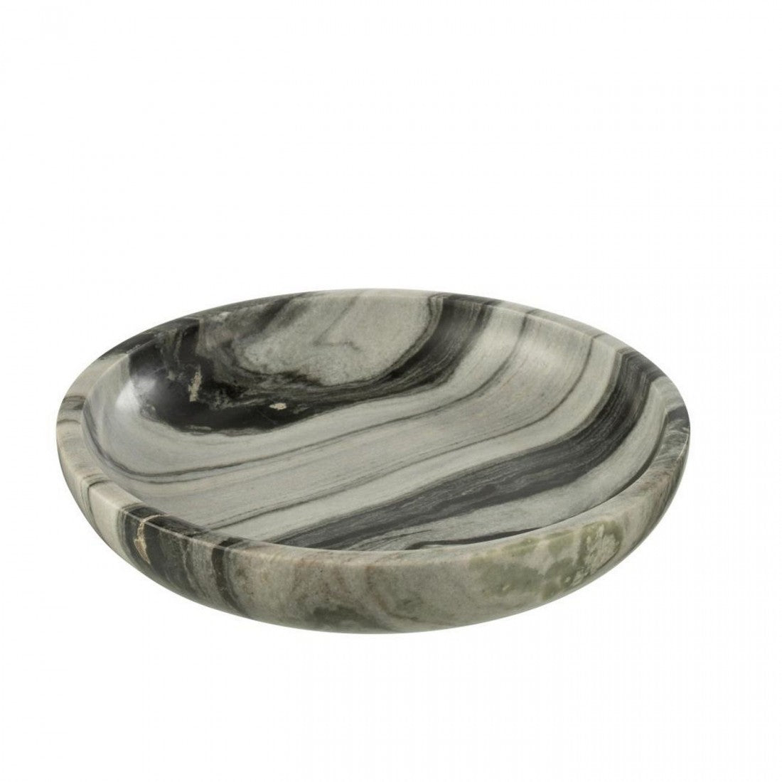 Assiette Marbre Noir/Gris Clair Diam 35cmx6cm J-Line