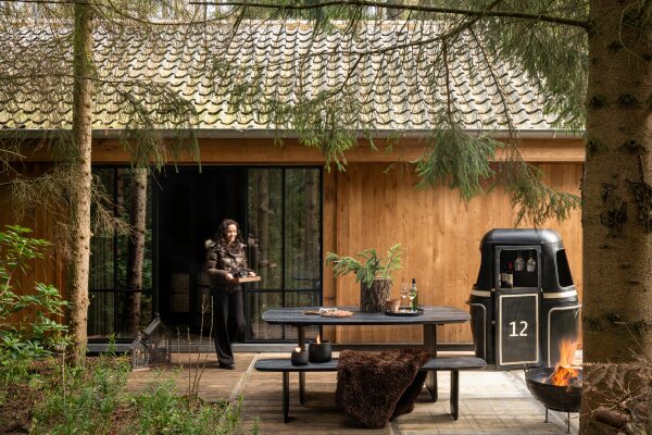 Meuble de bar Wagon-Lits Fer/Bois de manguier Noir/Blanc J-Line