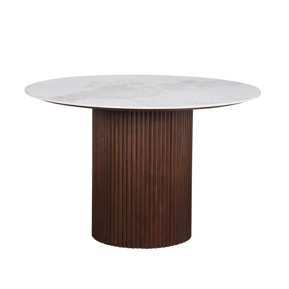 Table ronde Urban Chique en marbre céramique / placage noyer, pied central Pole To Pole