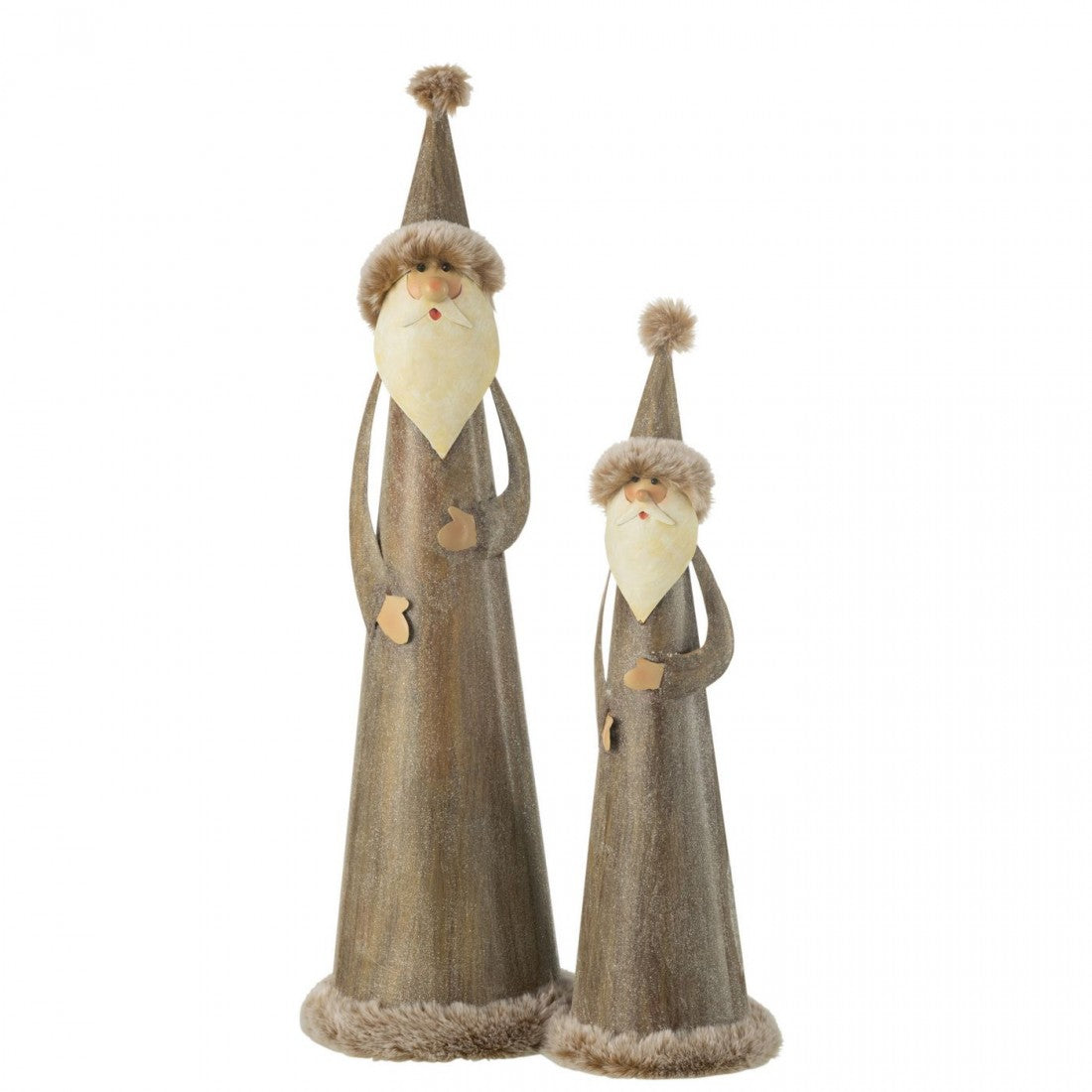 Père Noël Rond Fourrure Métal Gris Petit J-Line