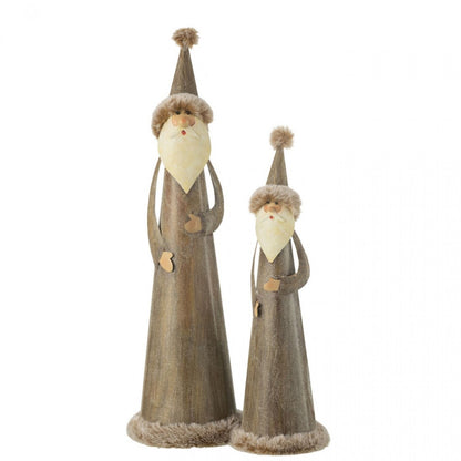 Père Noël Rond Fourrure Métal Gris Petit J-Line