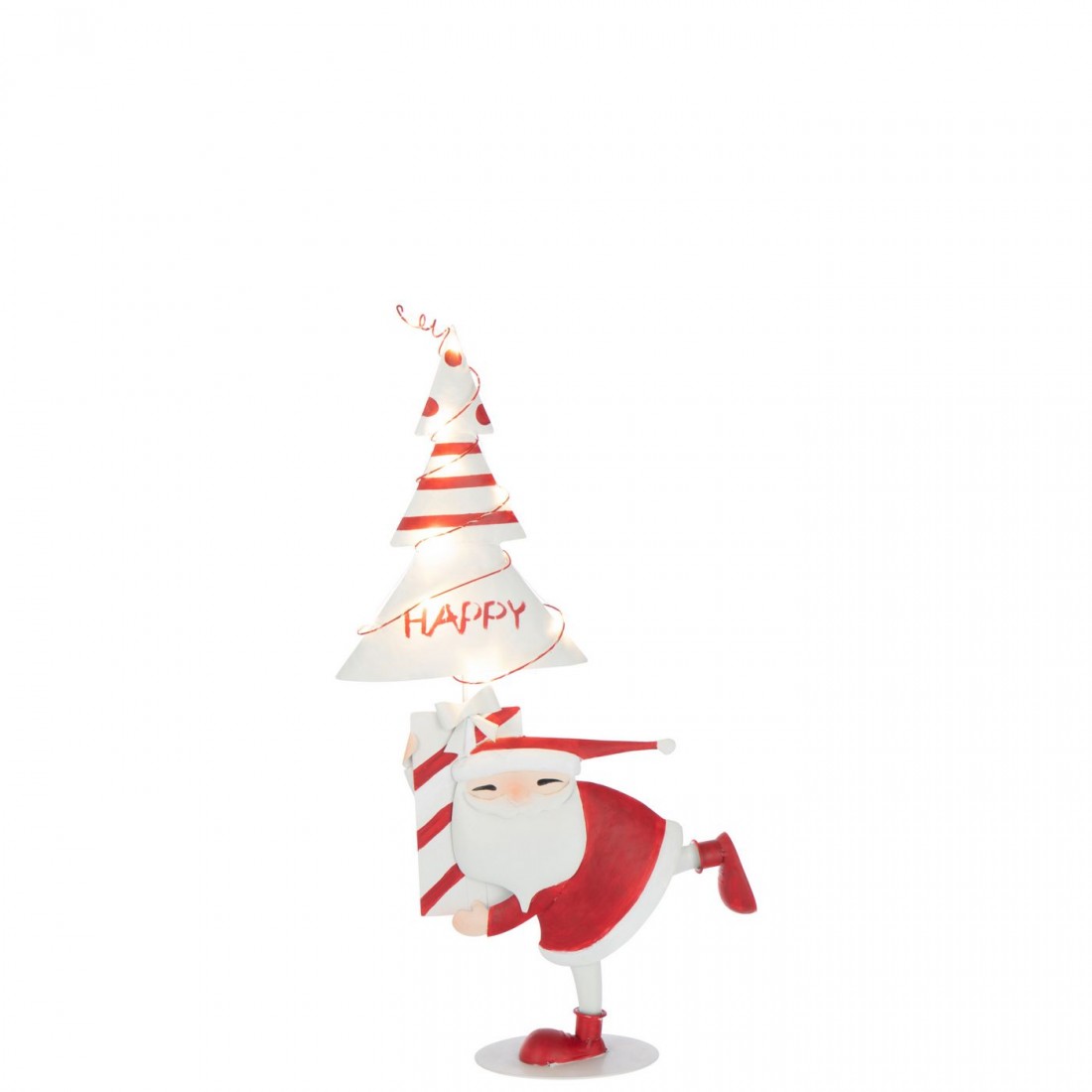 Sapin de Noël LED Père Noël en fer Rouge Noël/Blanc Petit H66cm J-Line