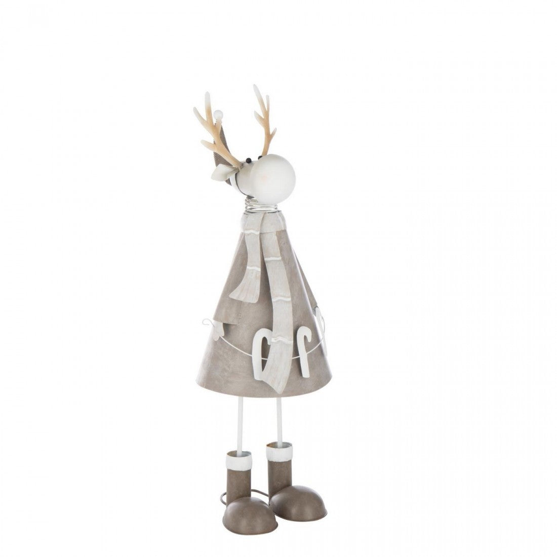 Set de 2 bougeoirs renne en métal beige/gris J-Line