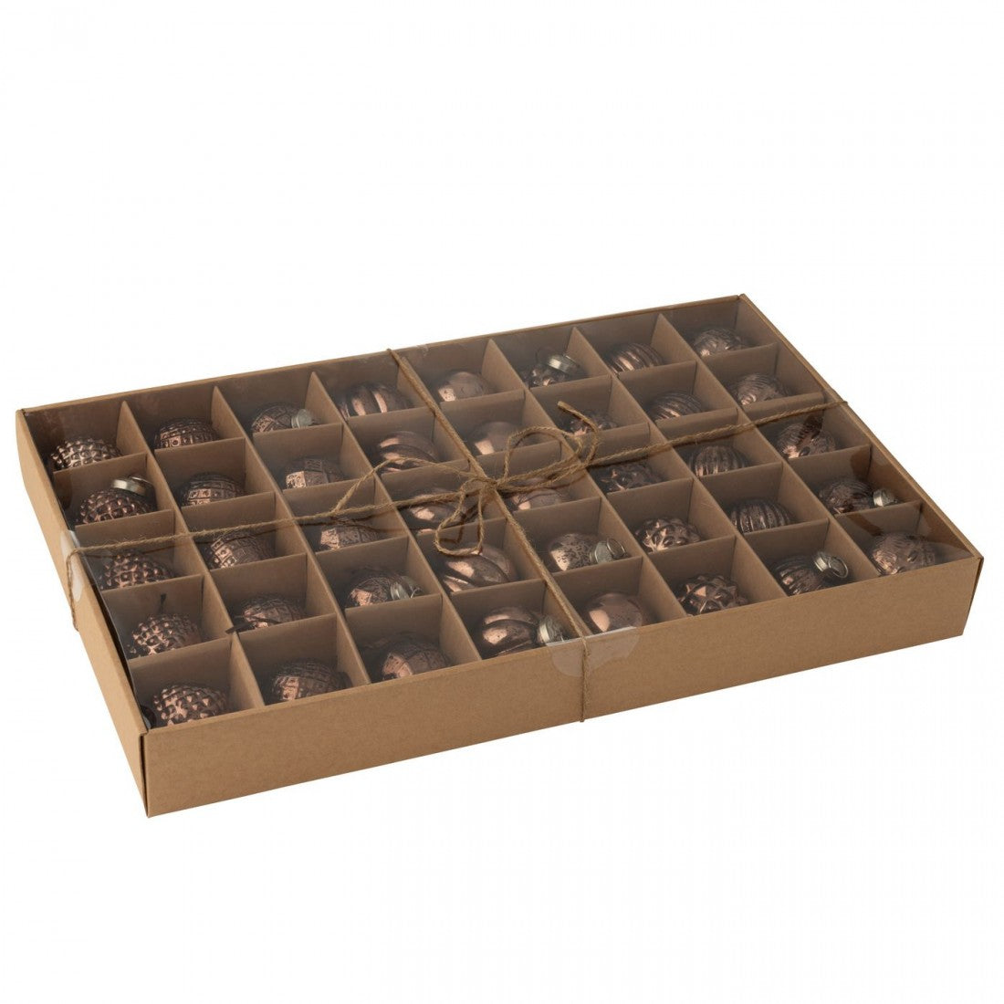 Boîte de 40 boules de Noël 8 motifs Verre marron J-Line