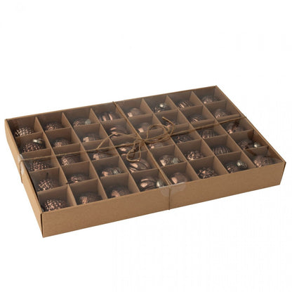 Boîte de 40 boules de Noël 8 motifs Verre marron J-Line