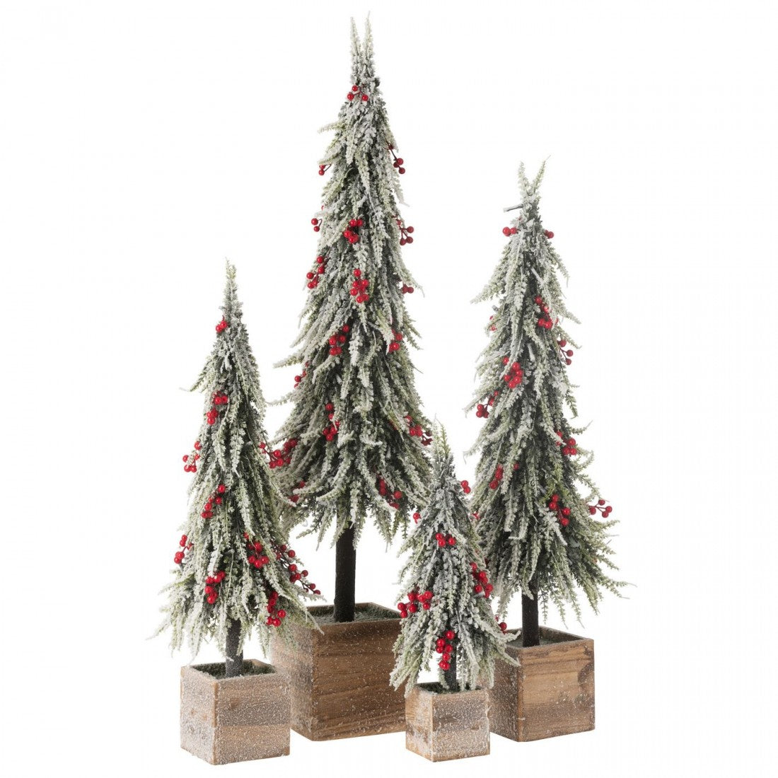 Sapin de Noël + Neige artificielle LED vert/rouge, grand modèle H75 cm J-Line