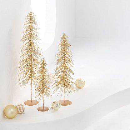 Sapin de Noël à paillettes en plastique couleur or, lot de 3 j-Line