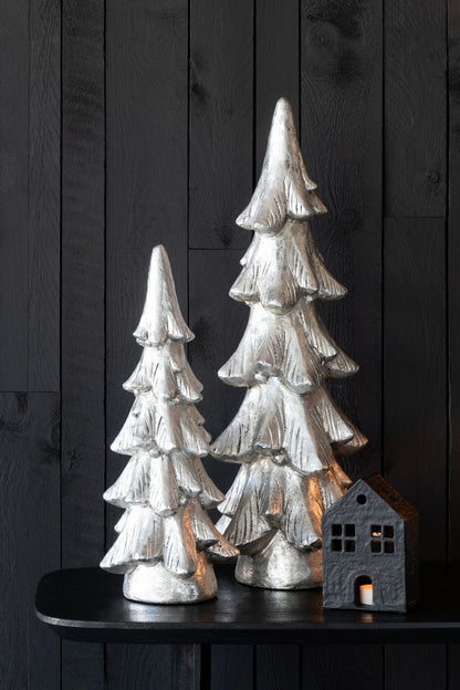 Sapin de Noël sur pied en magnésium argenté, lot de 2 J-Line