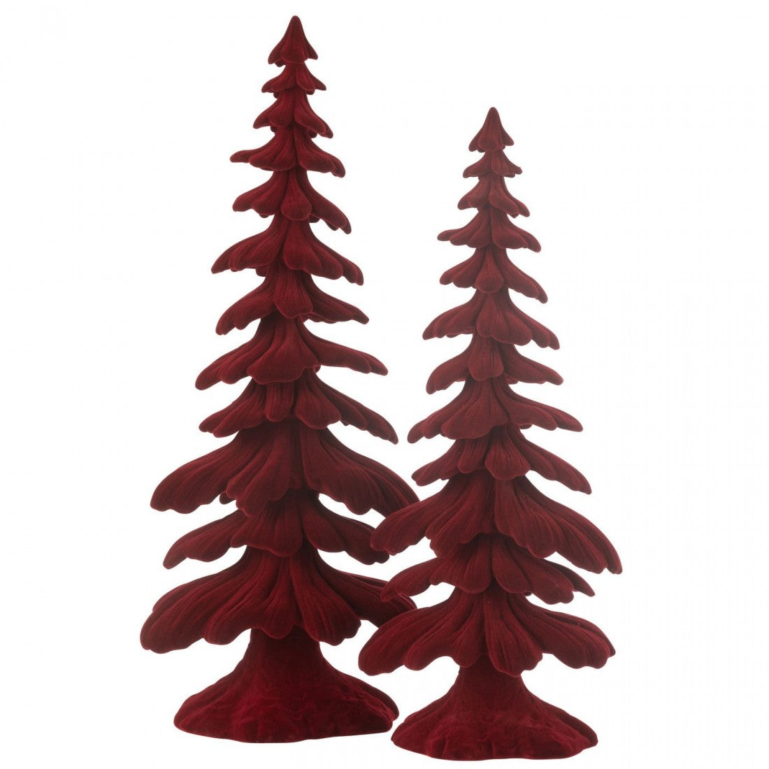 Set de 2 sapins en velours rouge avec résine J-Line