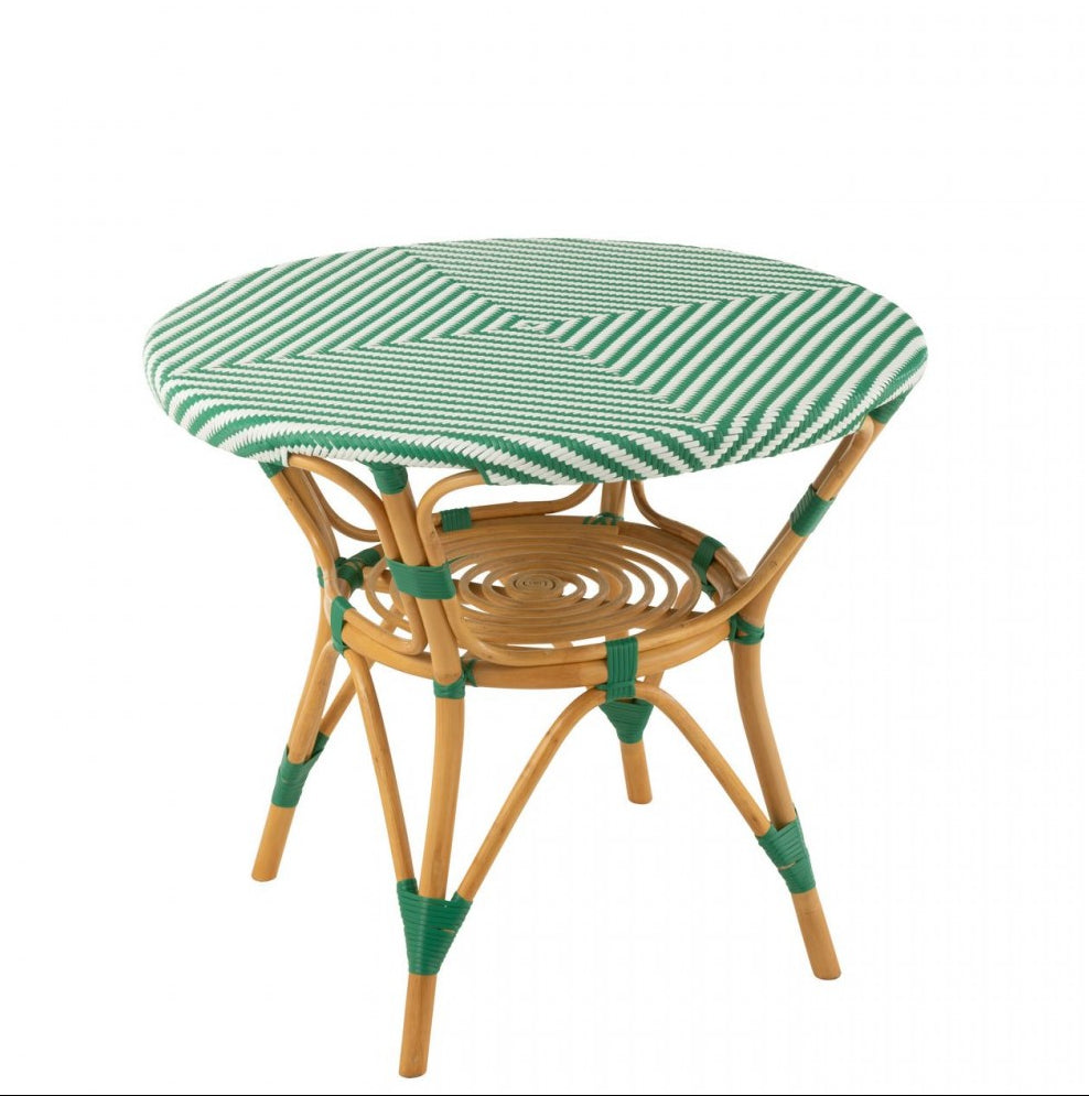 Table à manger Rotin Vert foncé/Blanc J-Line