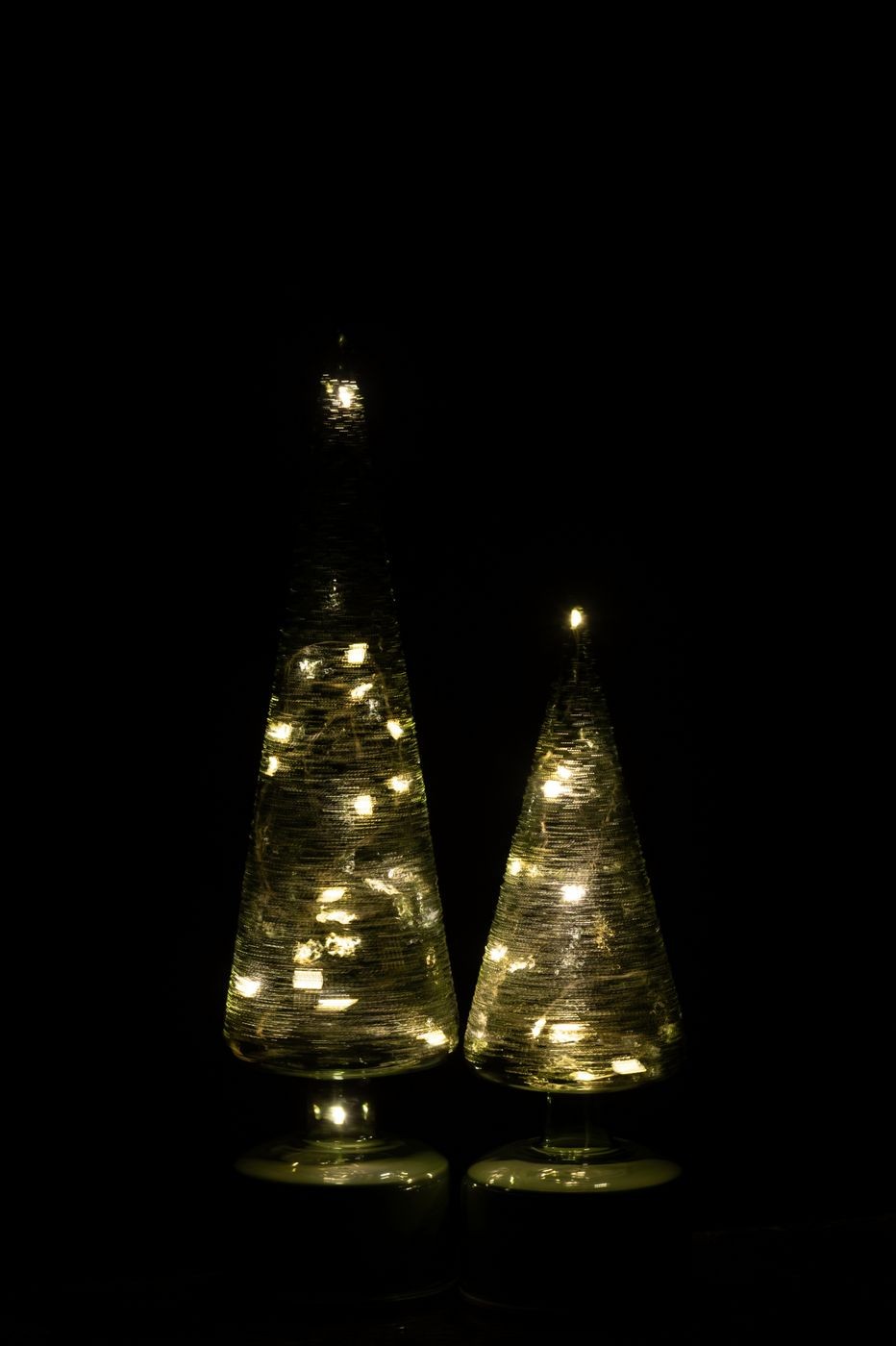 Sapin de Noël LED Tournant en Verre Vert Lot de 2 J-Line