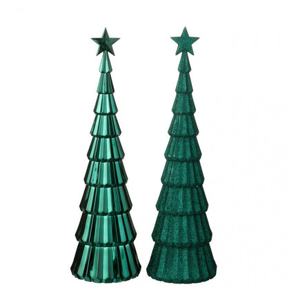 Arbre + Étoile Plastique Vert foncé Lot de 2 J-Line