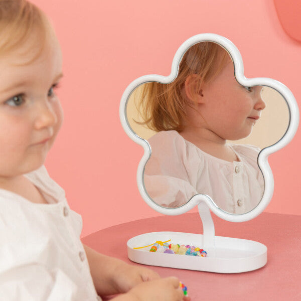 Miroir de table Fleur Fer Blanc J-Line