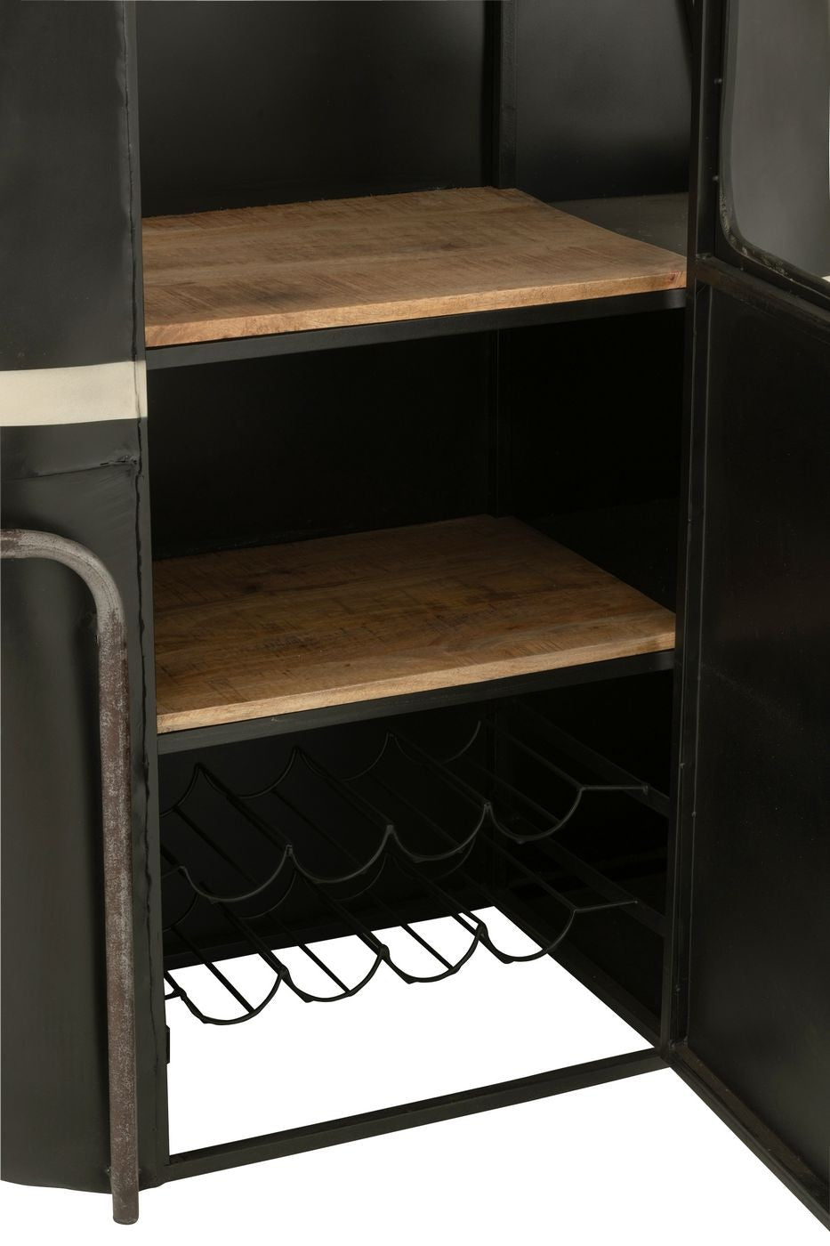 Meuble de bar Wagon-Lits Fer/Bois de manguier Noir/Blanc J-Line