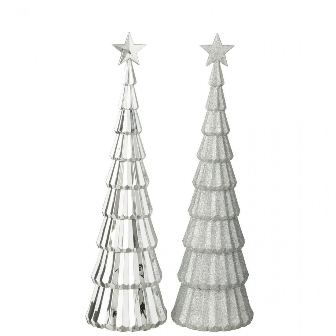 Arbre + Étoile Plastique Couleur Argent Ensemble de 2 J-Line