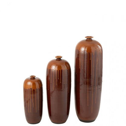 Vase Lee Terra Marron/Orange brillant Petit Ø19xH55cm J-Line