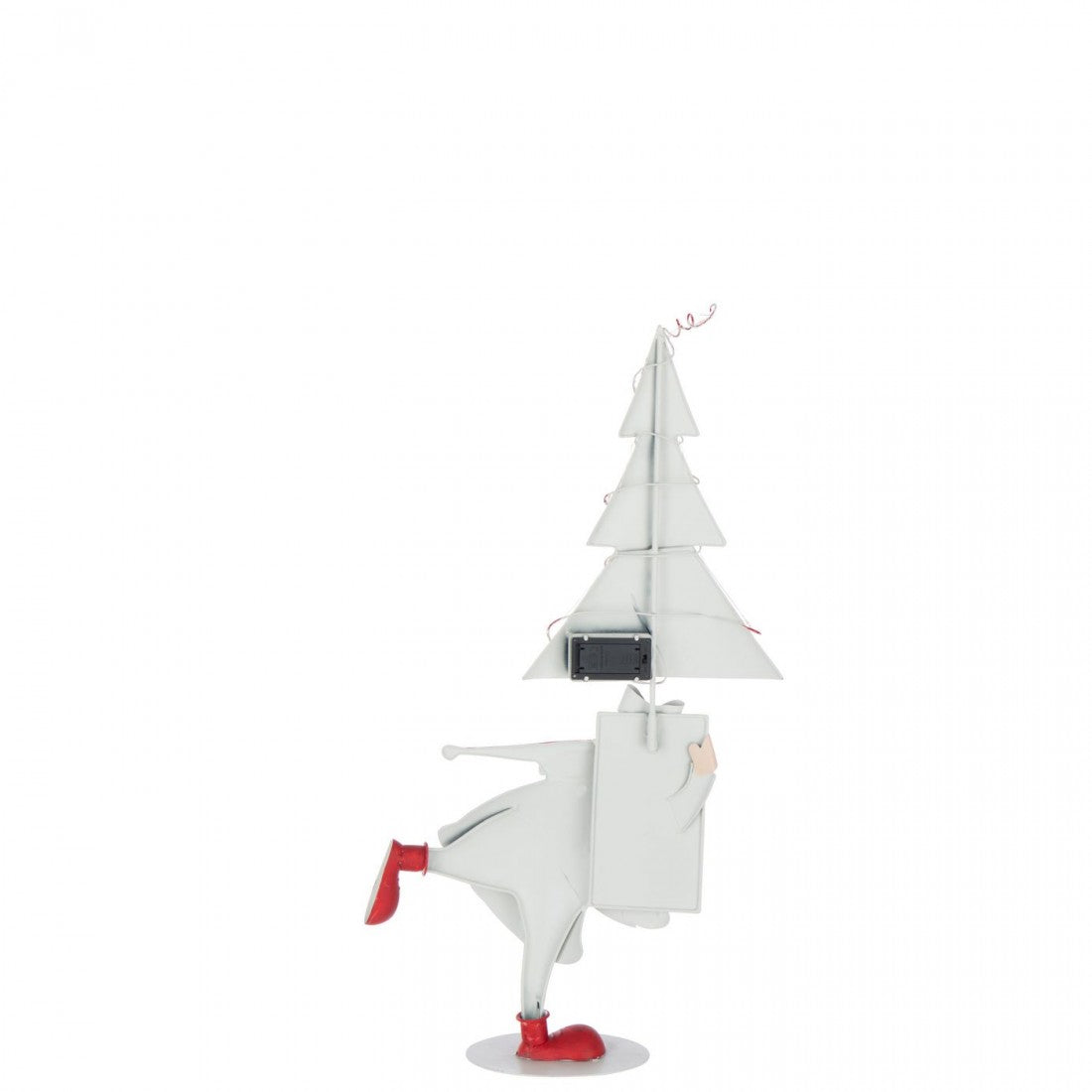 Sapin de Noël LED Père Noël en fer Rouge Noël/Blanc Petit H66cm J-Line