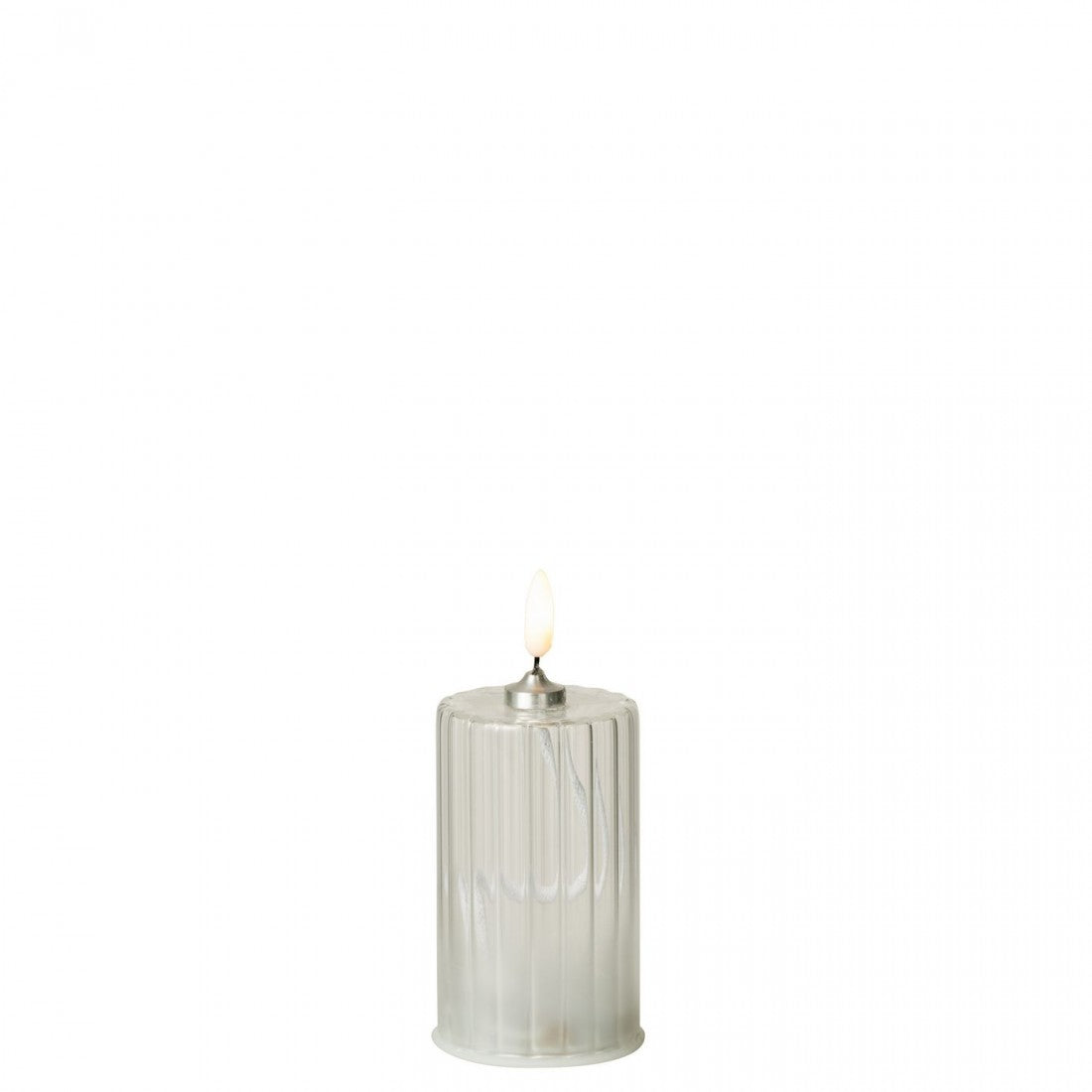 Bougie LED en verre transparent à rayures, lot de 3 J-Line