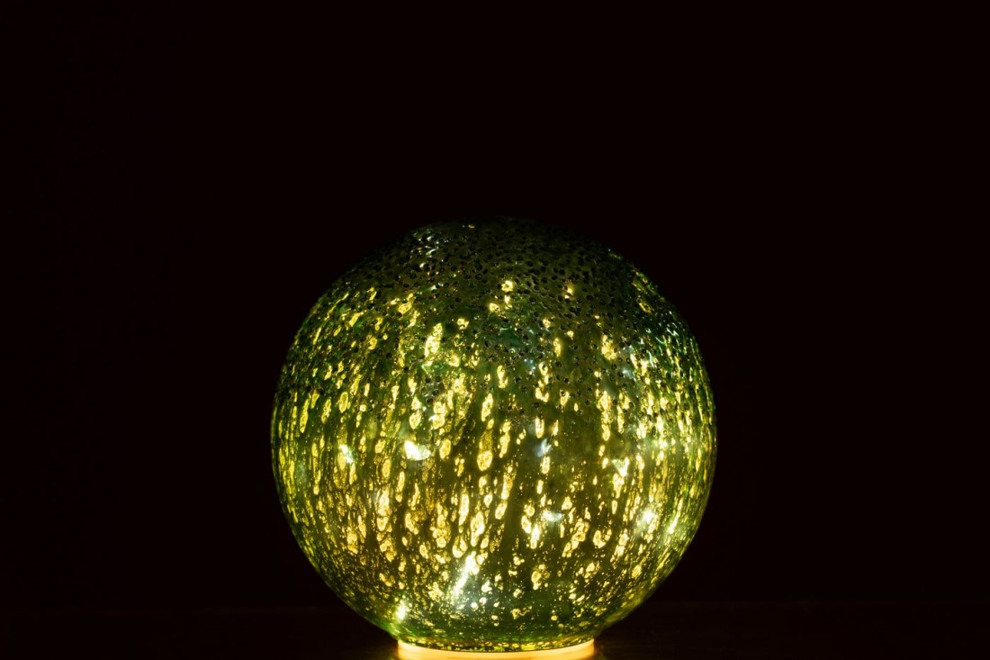 Boule LED Verre Craquelé Vert Lot de 2 J-Line