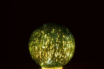 Boule LED Verre Craquelé Vert Lot de 2 J-Line