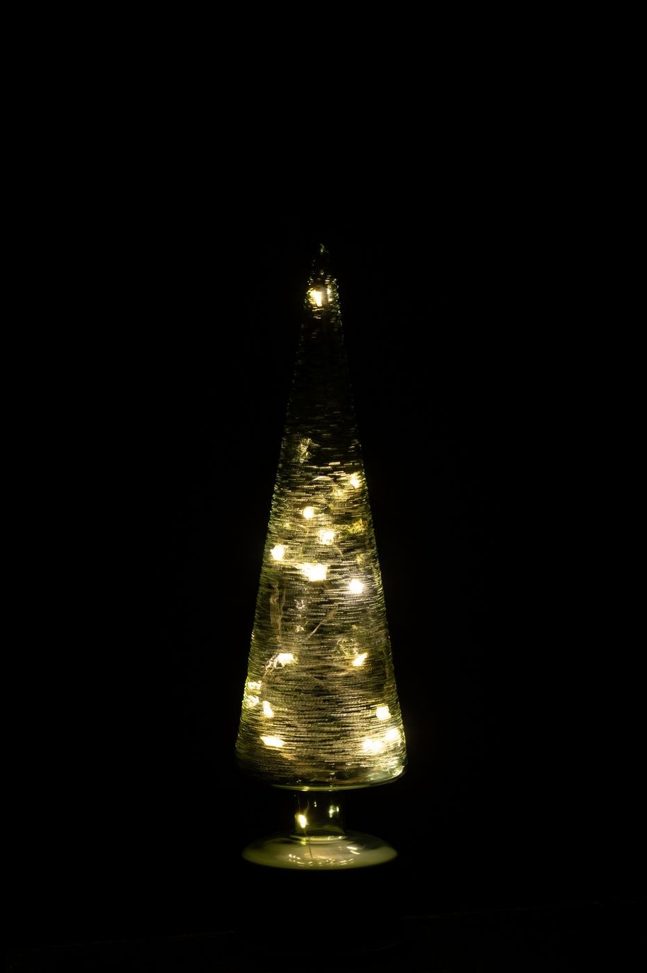 Sapin de Noël LED Tournant en Verre Vert Lot de 2 J-Line