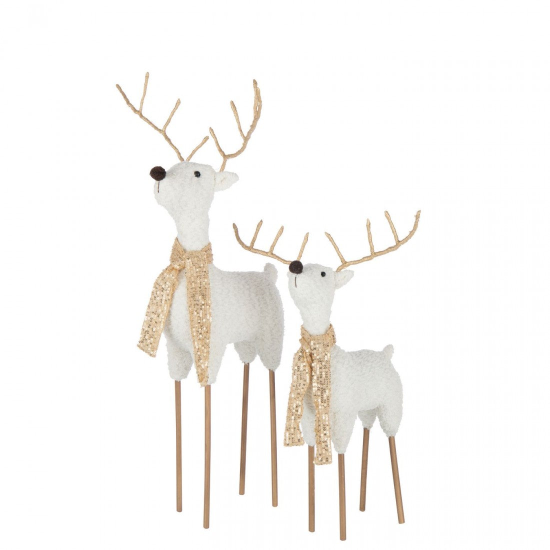 Écharpe Renne Polyester Blanc/Doré Lot de 2 H75cm J-Line