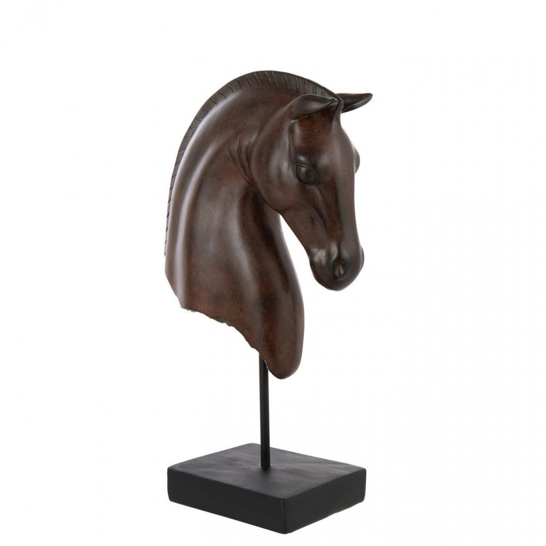 Tête de cheval basse en polyrésine marron foncé J-Line