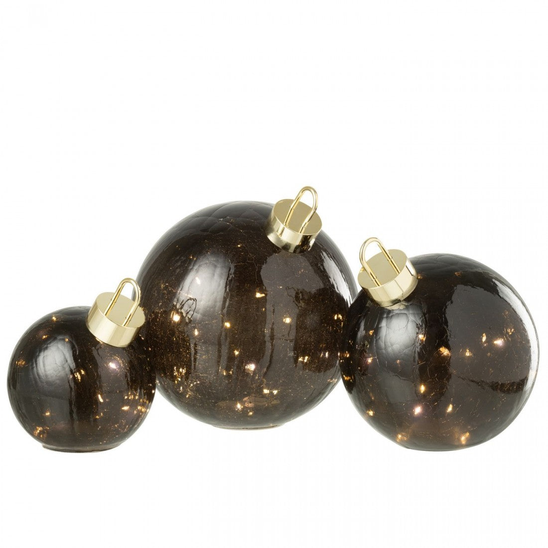 Boule de Noël LED Verre Noir Lot de 3 J-Line