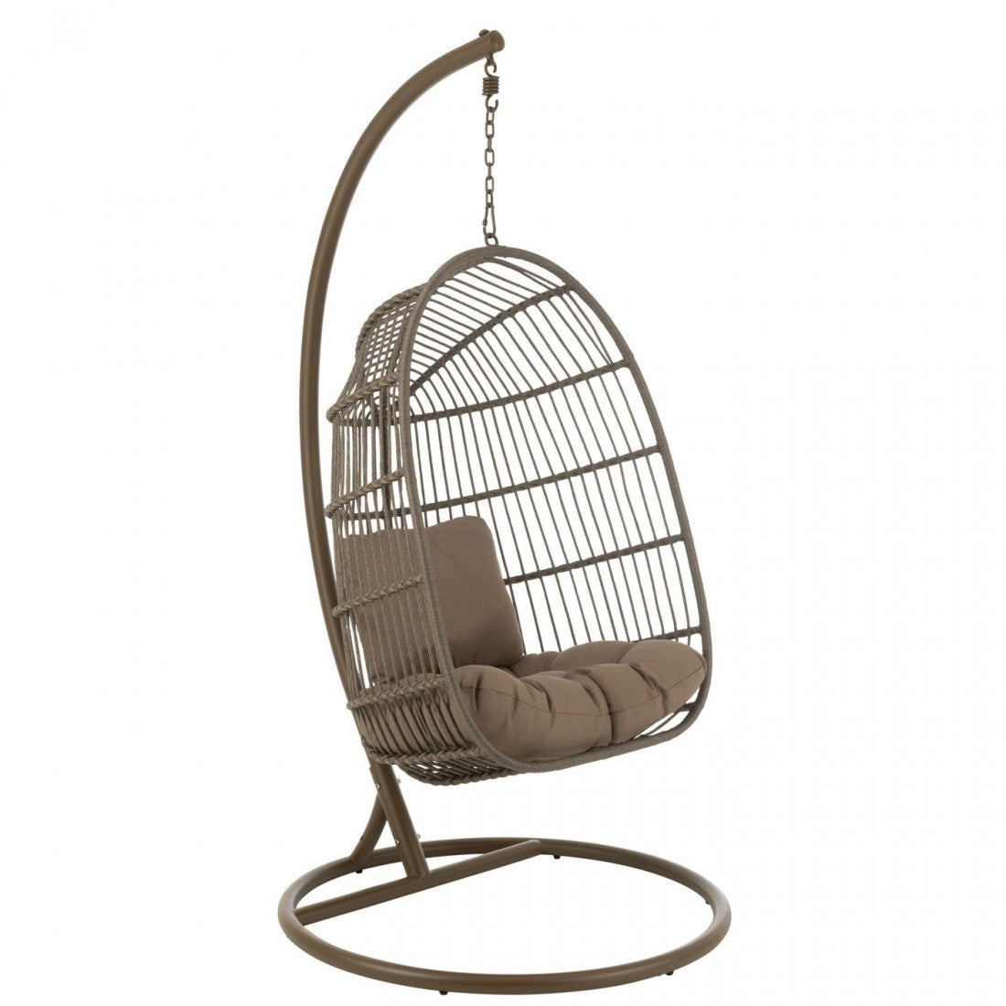 Chaise suspendue + Coussin Egga Métal/Corde Marron J-Line