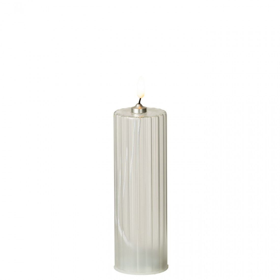 Bougie LED en verre transparent à rayures, lot de 3 J-Line