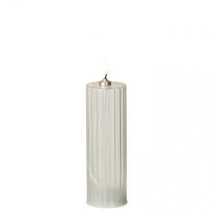 Bougie LED en verre transparent à rayures, lot de 3 J-Line