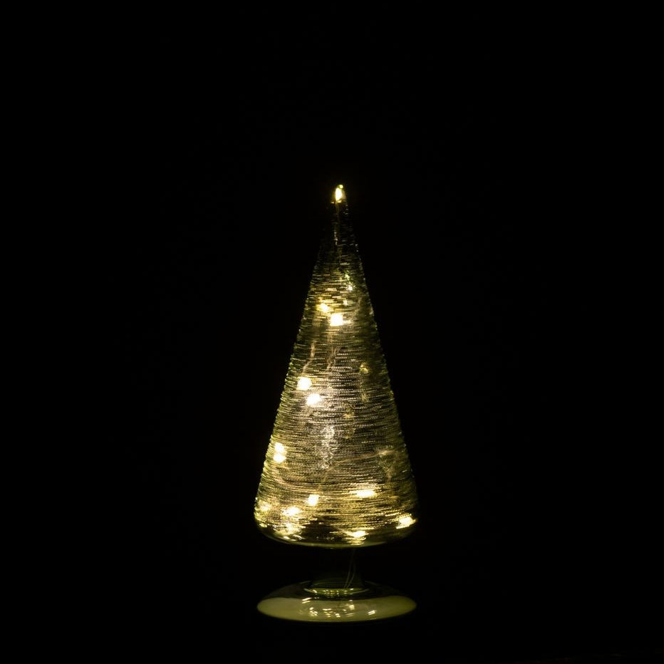 Sapin de Noël LED Tournant en Verre Vert Lot de 2 J-Line