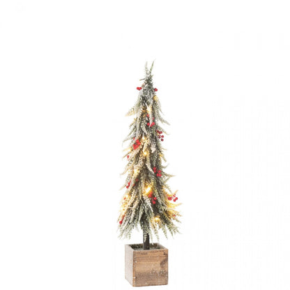 Sapin de Noël + Neige artificielle LED vert/rouge, grand modèle H75 cm J-Line