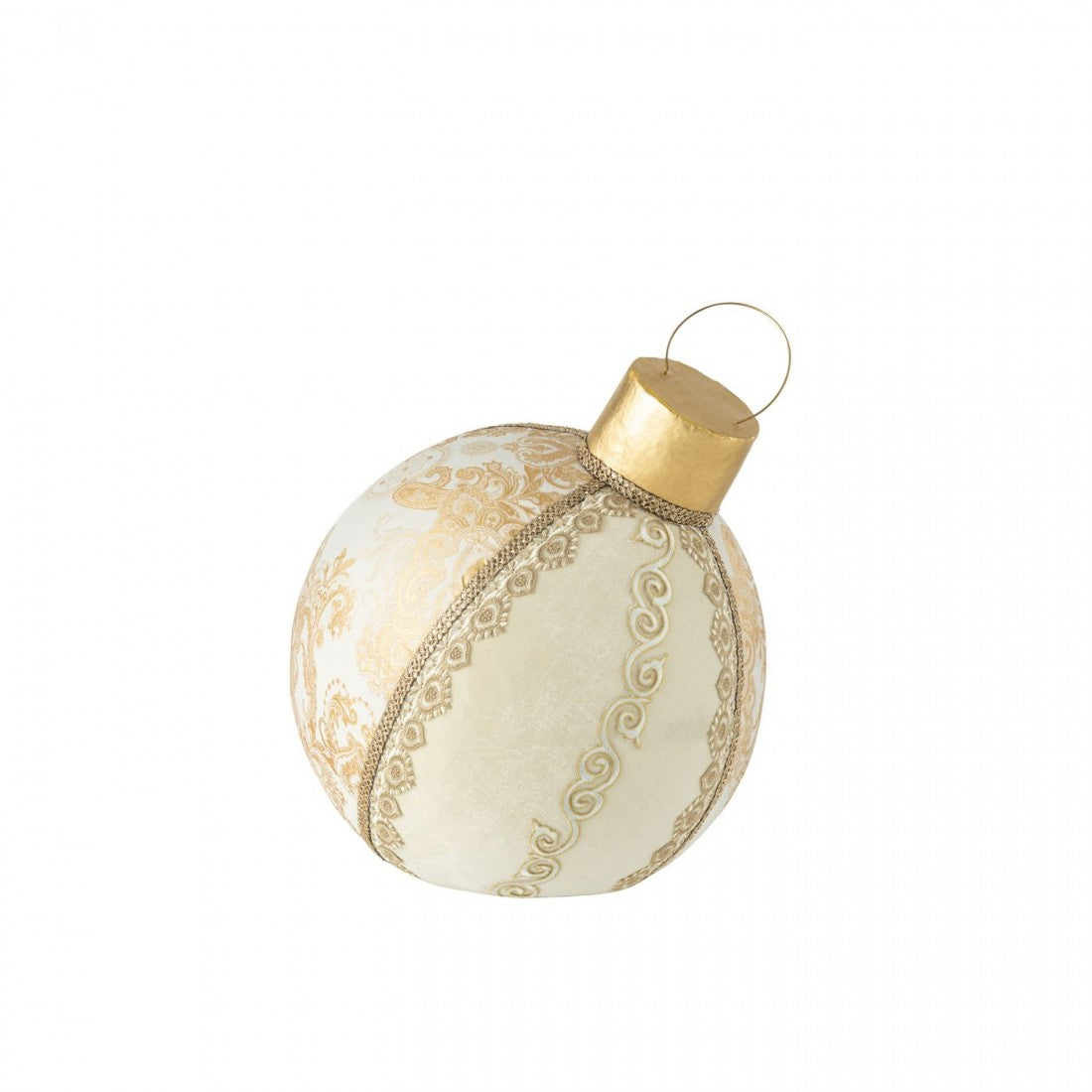 Boule décorative à motif en polyfoam/textile doré, grande, J-Line