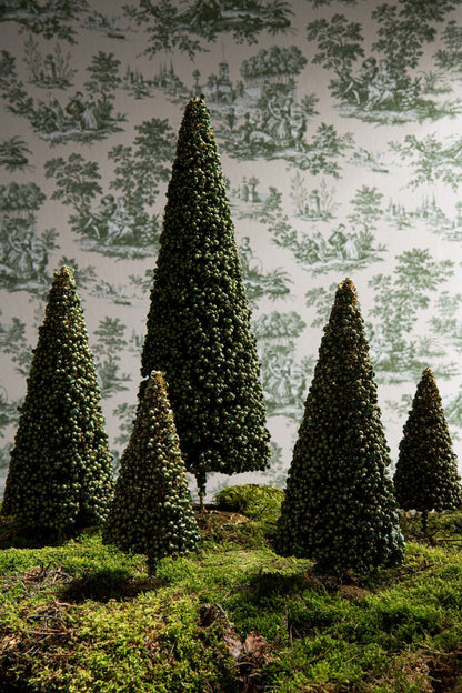 Lot de 3 sapins de Noël avec baies, en plastique vert mousse, J-Line