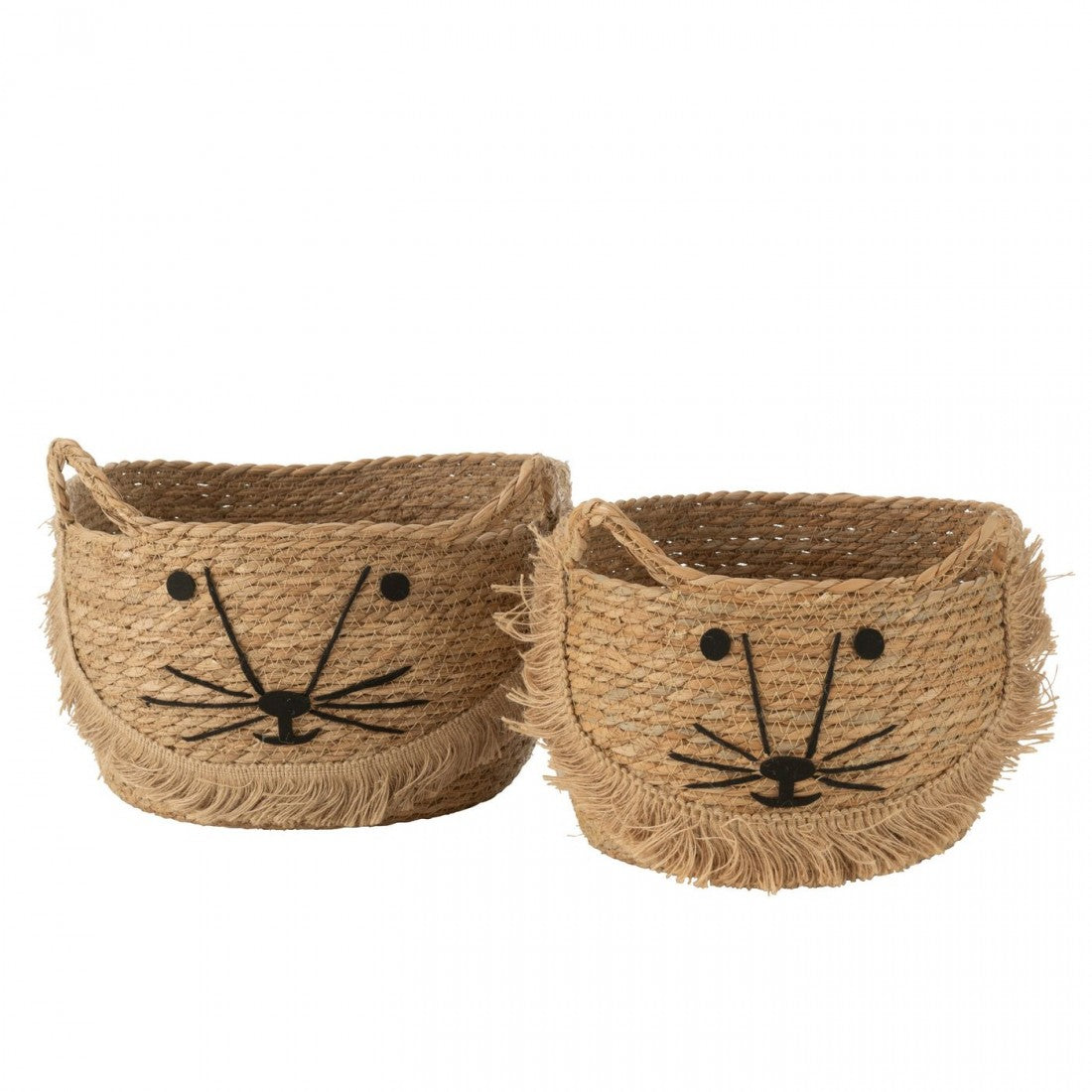 Lot de 2 Paniers Kitty en Osier Naturel/Noir J-Line