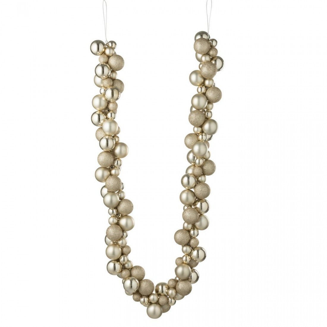 Guirlande de boules de Noël en plastique beige clair L160 cm J-Line
