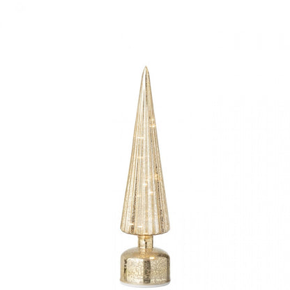 Sapin de Noël en verre rotatif à LED couleur or, lot de 2 J-Line